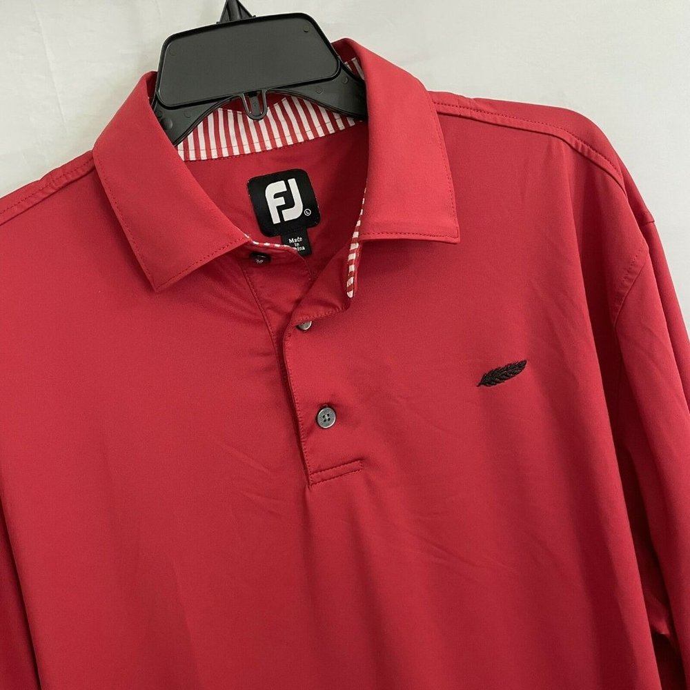 FJ FOOTJOY Men's Red Short Sleeve Polo Shirt Red Tail Golf LARGE Florida